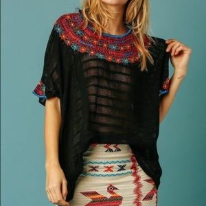 Santa Marguerite Breezy Sheer Embroidered Top